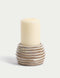 Ridged Ceramic Pillar Candle Holder